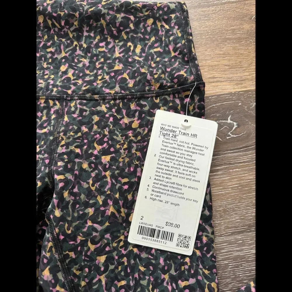 Lululemon Wunder Train High Rise 28” Fluctuate Micro Pink Size 2 NWT